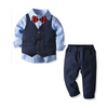 Kids Toddler Big Boys Spring Autumn Fashion Casual British Style Bow Stripe Shirt Trousers Party Clothing Set