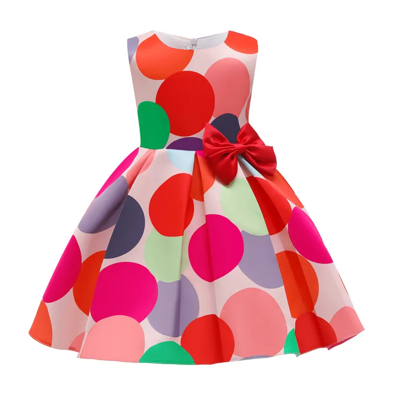 Kids Toddler Big Girls Fashion Party Cute Sweet Color Bow Sleeveless Party Tutu Dress