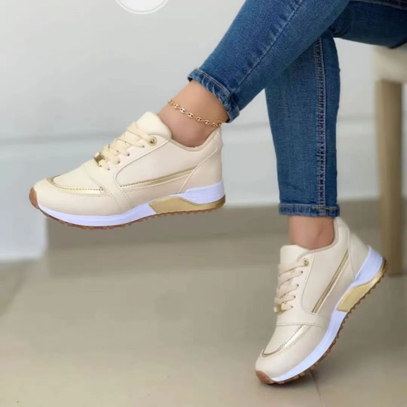 Women Fashion Plus Size Flat Round-Head Colorblock Sneakers