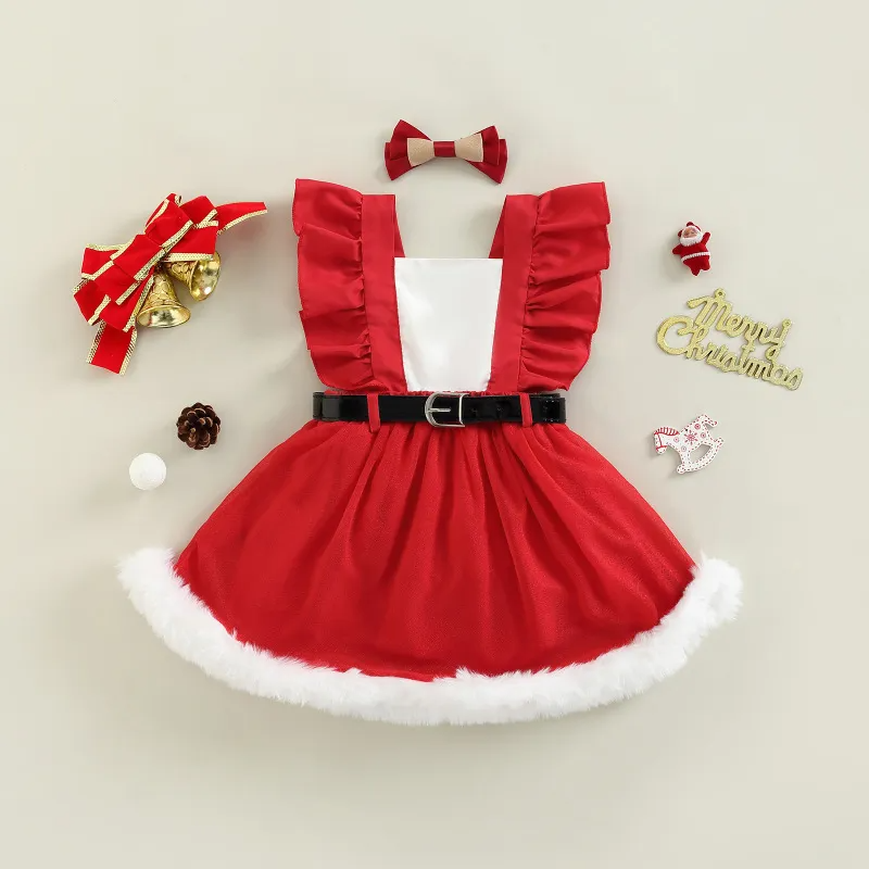 Kids Toddler Girls Fashion Casual Christmas Sleeveless Mesh Dress