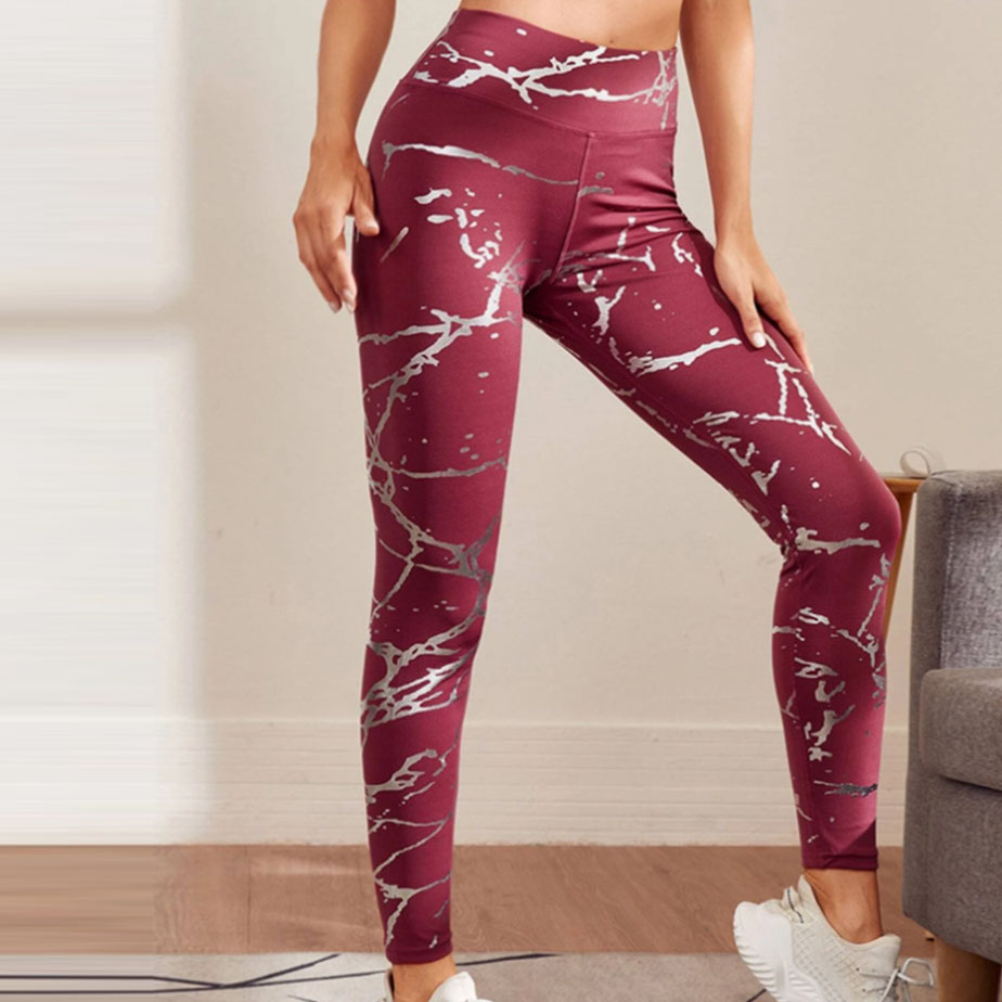 Women Leisure Marble Pattern Yoga Leggings