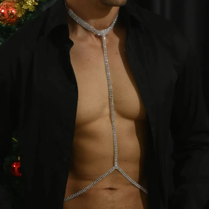 Men Fashion Sexy Multi-Layer Rhinestone Chain Body Chain