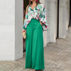 Women'S Fashion Loose Shirt + Wide-Leg Pants Two-Piece Set