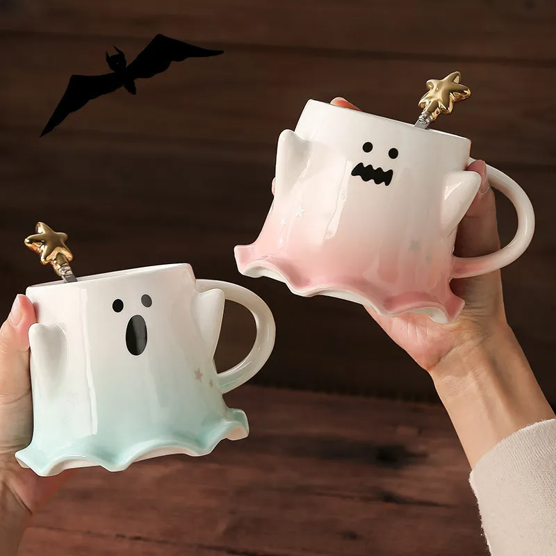 (Buy 1 Get 1) Fashion Household Halloween Ghost Ceramic Water Cup Tableware