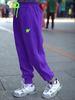 Girls Casual Letter Embroidery Fleece-Lined Sweatpants