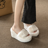 Autumn Winter Women Fashion Plush Warm Wedge Heel Home Slippers