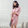 Women Solid Color Mid-Length Homewear Sleep-Robe