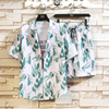 Men'S Fashion Lapel Floral Print Short Sleeve Beach Shirt And Shorts Two-Piece Set