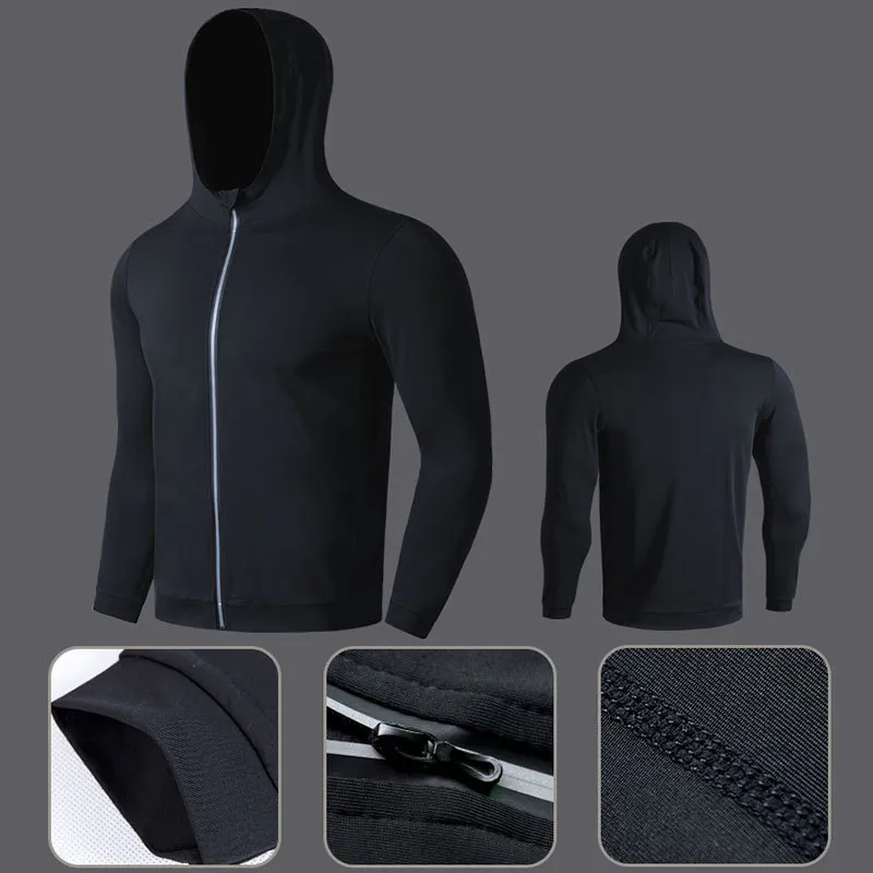 Men Fashion Hooded Long Sleeve Plus Size Sports Stretch Jacket