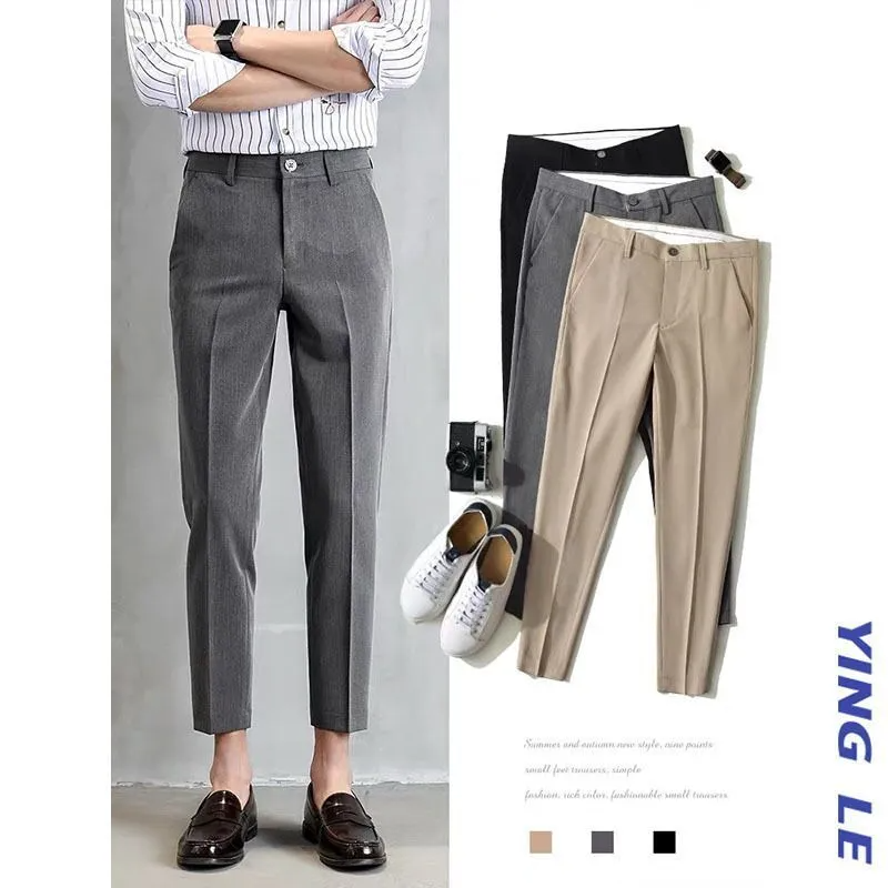 Men'S Fashion Solid Color Slim Trousers