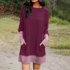 Women Fashion Casual Raglan Long Sleeve Dress