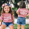 Kids Toddler Big Girls Fashion Casual Cute Solid Color Letter Round Neck Short Sleeve T-Shirt