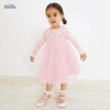 Kids Toddler Big Girls Fashion Casual Cute Solid Color Round Neck Long Sleeve Mesh Dress