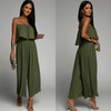 Women Strap Tube Top Pleated Loose Jumpsuit