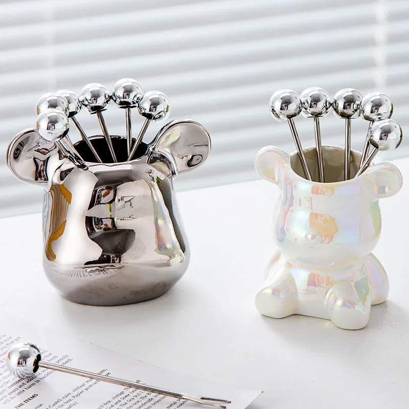 (Buy 1 Get 1) Creative Bear Stainless Steel Fruit Fork Set