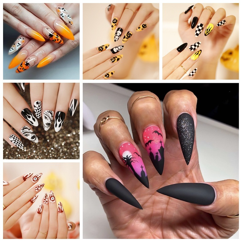 Halloween Women Cartoon Funny Skull Wearable False Nails