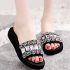 Women Fashion Vacation Beach Plus Size Rhinestone Thick-Soled Slippers