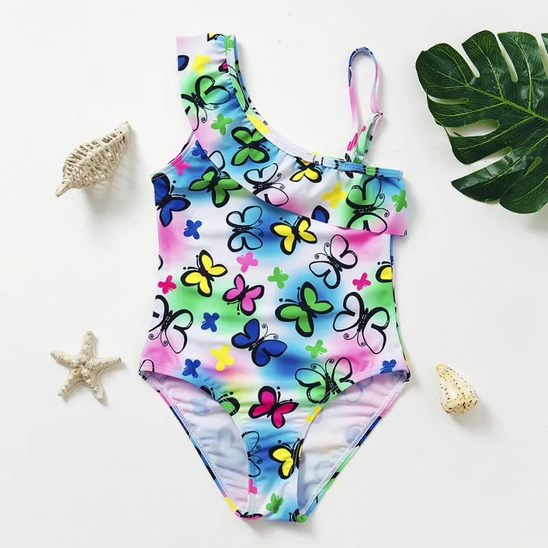 Children Kids Baby Fashion Girls Butterfly Print Swimsuit