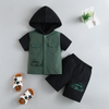 Kids Baby Boys Summer Fashion Casual Color Matching Car Pattern Button Hoodies Short Sleeve Shorts Set