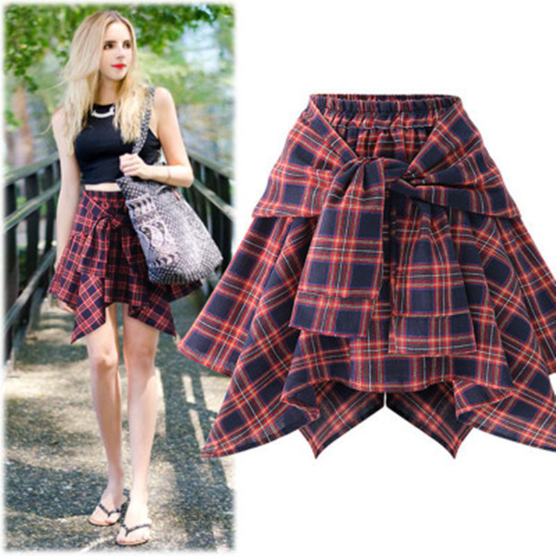 Women'S Fashion Casual Plaid Irregular Skirt