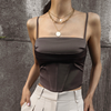 Summer Women Fashion Basic Sexy Cropped Backless Slim Fit Sleeveless Sling Top Corset