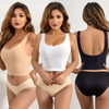 3 Pieces Women'S Sexy No Steel Ring Gathered Ice Silk Anti-Light Bottoming Seamless Vest Underwear