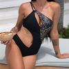One-Shoulder Sexy Tight Cut Out Leopard Print Backless One-Piece Swimsuit