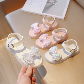 Children Kids Baby Fashion Girls Soft Bottom Open Toe Bowknot Sandals Shoes