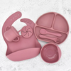 Children Kids Baby Silicone Feeding Tableware 7pcs Set