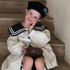 ( Buy 1 Get 2 )Kids Toddler Girls Spring Autumn Casual Cute Solid Color Sailor Suit Button Lapel Long Sleeve Coat