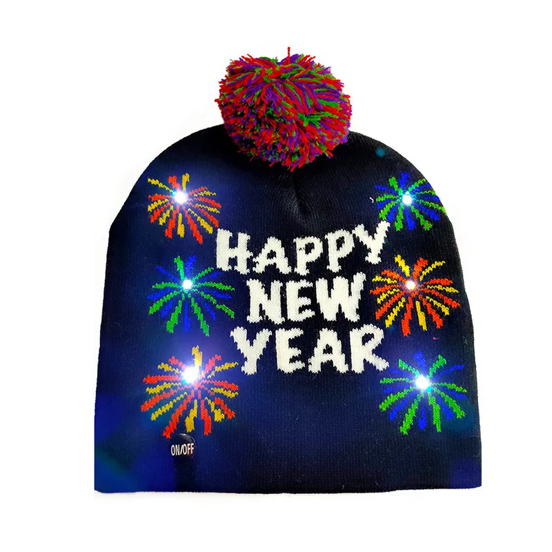 (Buy 1 Get 1) Christmas Happy New Year Bright LED Light Knitted Hat