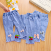 Children Kids Baby Fashion Girls Casual Basic Cherry Thin Denim Pants