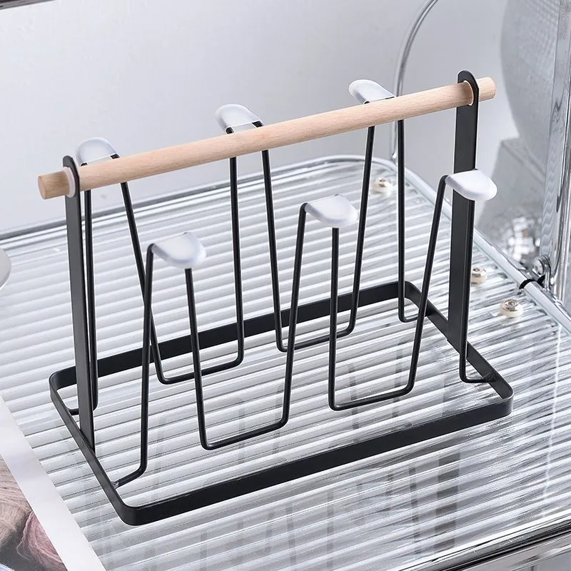 Simple Black Metal Water Cup Storage Rack Home Kitchen Wrought Iron Cup Holder