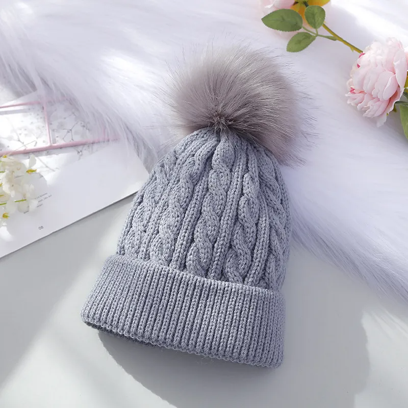 (Buy 1 Get 1) Kids Casual Cute Basic Versatile Fur Ball Solid Color Knitwear Hat