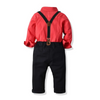 Party Boy Lapel Long Sleeve Shirt And Suspender Trousers Two Pieces Set