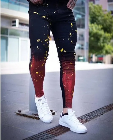 Men Fashion Stretch Skinny Gradient Jeans