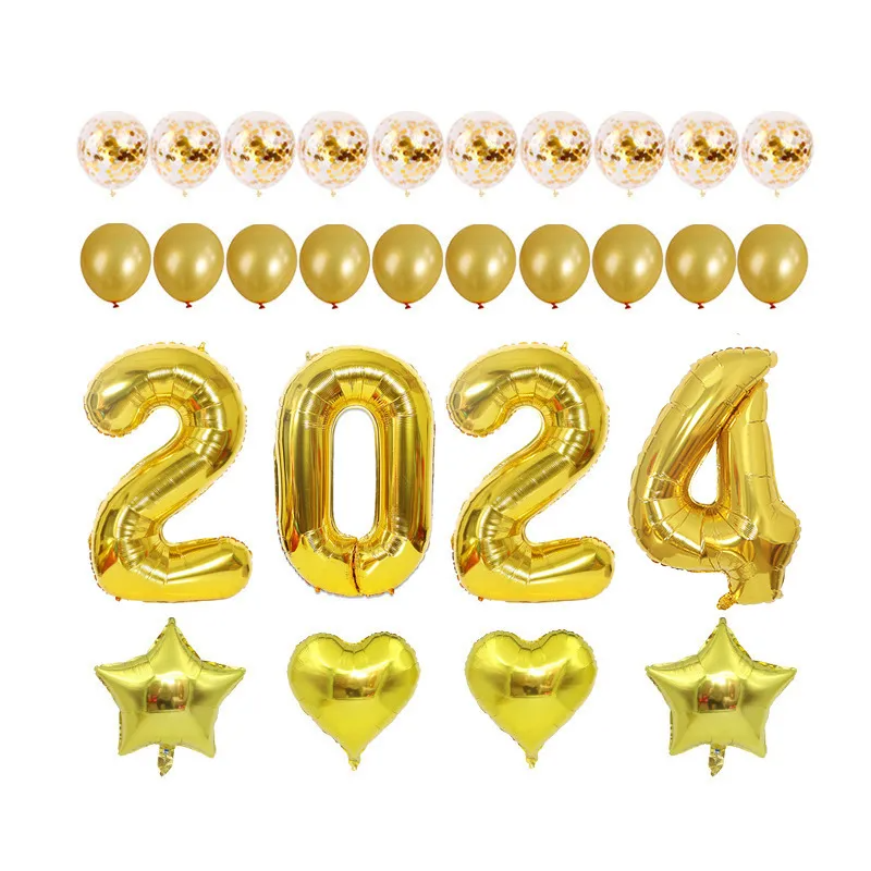 2024 New Year Party Sequin Aluminum Film Balloon Set