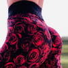 Red Rose Print High-Waisted Hip-Lifting Sports Cropped Leggings Pants