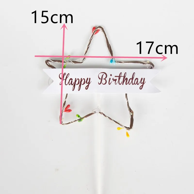 (Buy 1 Get 1) Creative Star Lights Cake Decoration Happy Birthday Card