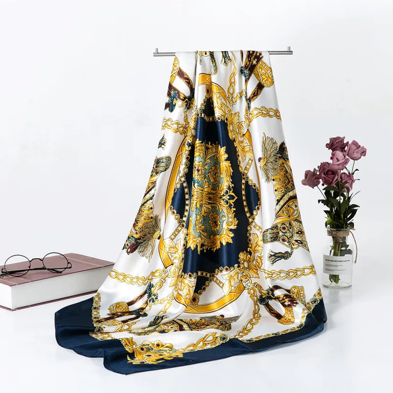 (Buy 1 Get 2) Women'S Fashion Plaid Print Silky Satin Silk Scarf