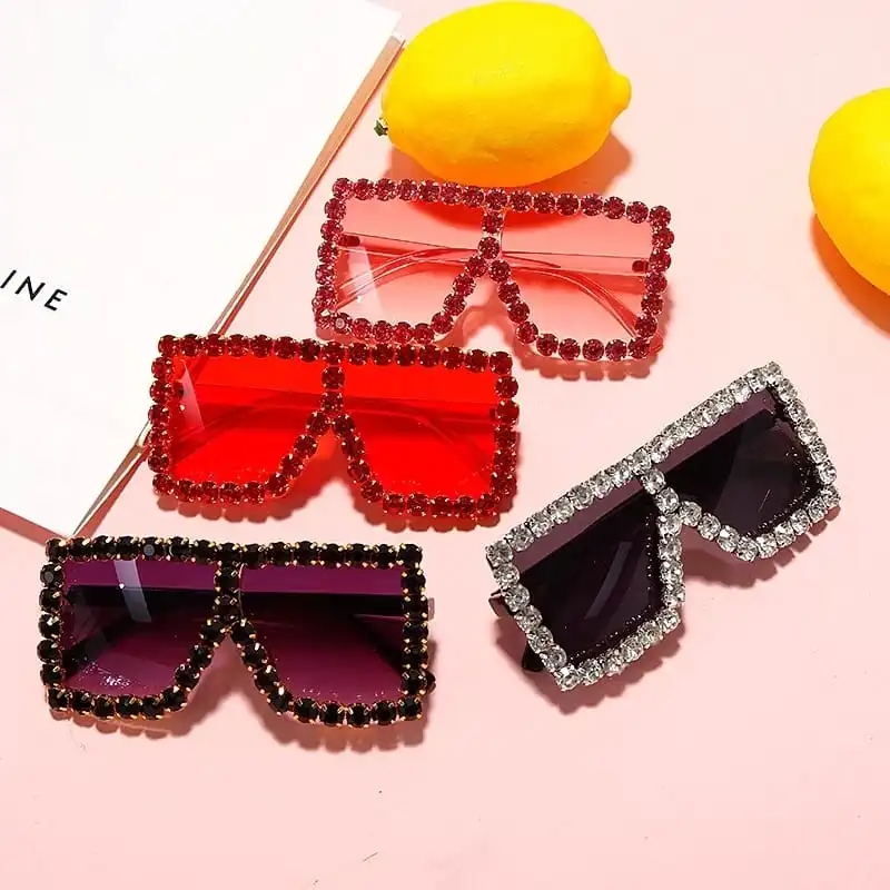 Girls Fashion Rhinestone Decoration Large Frames Sunglasses