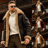 Men Autumn Winter Fashion Casual Simple Solid Color Frock Single-Breasted Large Lapel Zipper Plus Size Jacket Coat