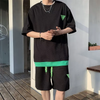 Men Casual Round Neck Short-Sleeved Loose T-Shirt And Shorts Two-Piece Set