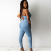 Sexy Backless Patchwork Denim Sling Jumpsuits