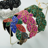 Retro Wide-Brimmed Leaf Shape Rhinestone Rice Bead Headband