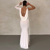 Women'S Fashion Temperament Solid Color Slim Backless Irregular Mermaid Dress