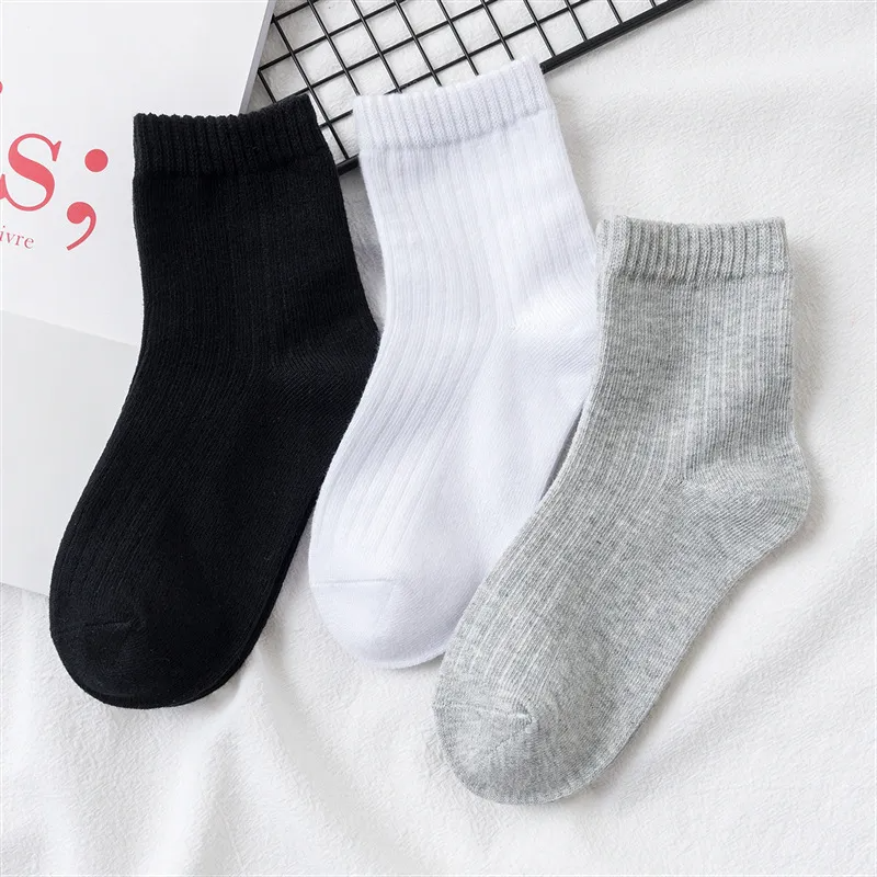 Kids Unisex Black White Breathable Socks