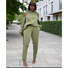 Fashion Women'S Plus Size Long-Sleeved Backless Hooded Sweatshirt Casual Pants Sets