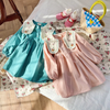 Kids Toddler Girls Fashion Casual Cute Solid Color Embroidery Floral Lapel Dress