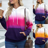 2 Pieces Women'S Autumn/Winter Gradient Print Kangaroo Pocket Hoodie Sweatshirt